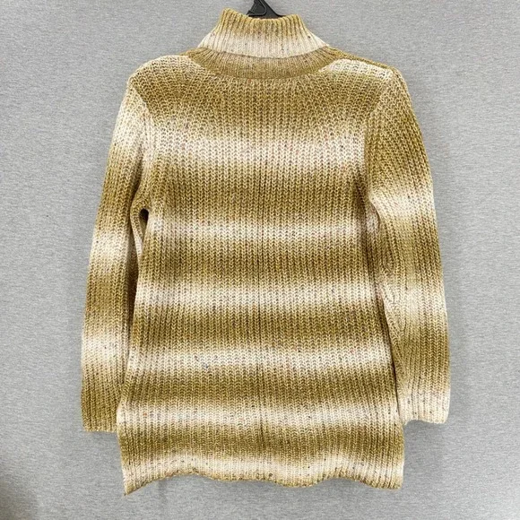DESIGN365 Women's Striped Turtleneck Sweater Speckled Multi Color Yarn Size L - Picture 3 of 7